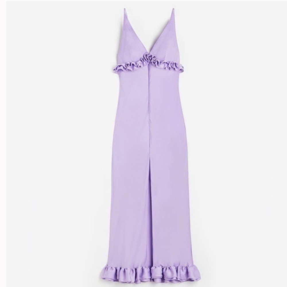 H&M FRILL-TRIMMED SLIP DRESS in Light Purple - Picture 3 of 16